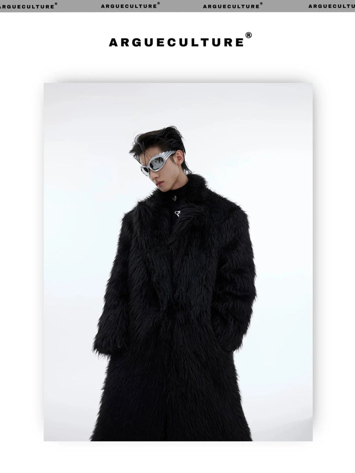 Luxurious Faux Fur Overcoat | Elegant Long Knee - Length Coat with Deconstructed Design - ArguE CulturE