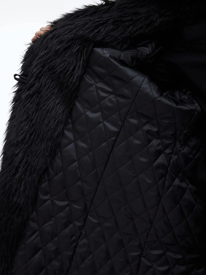 Luxurious Faux Fur Overcoat | Elegant Long Knee - Length Coat with Deconstructed Design - ArguE CulturE