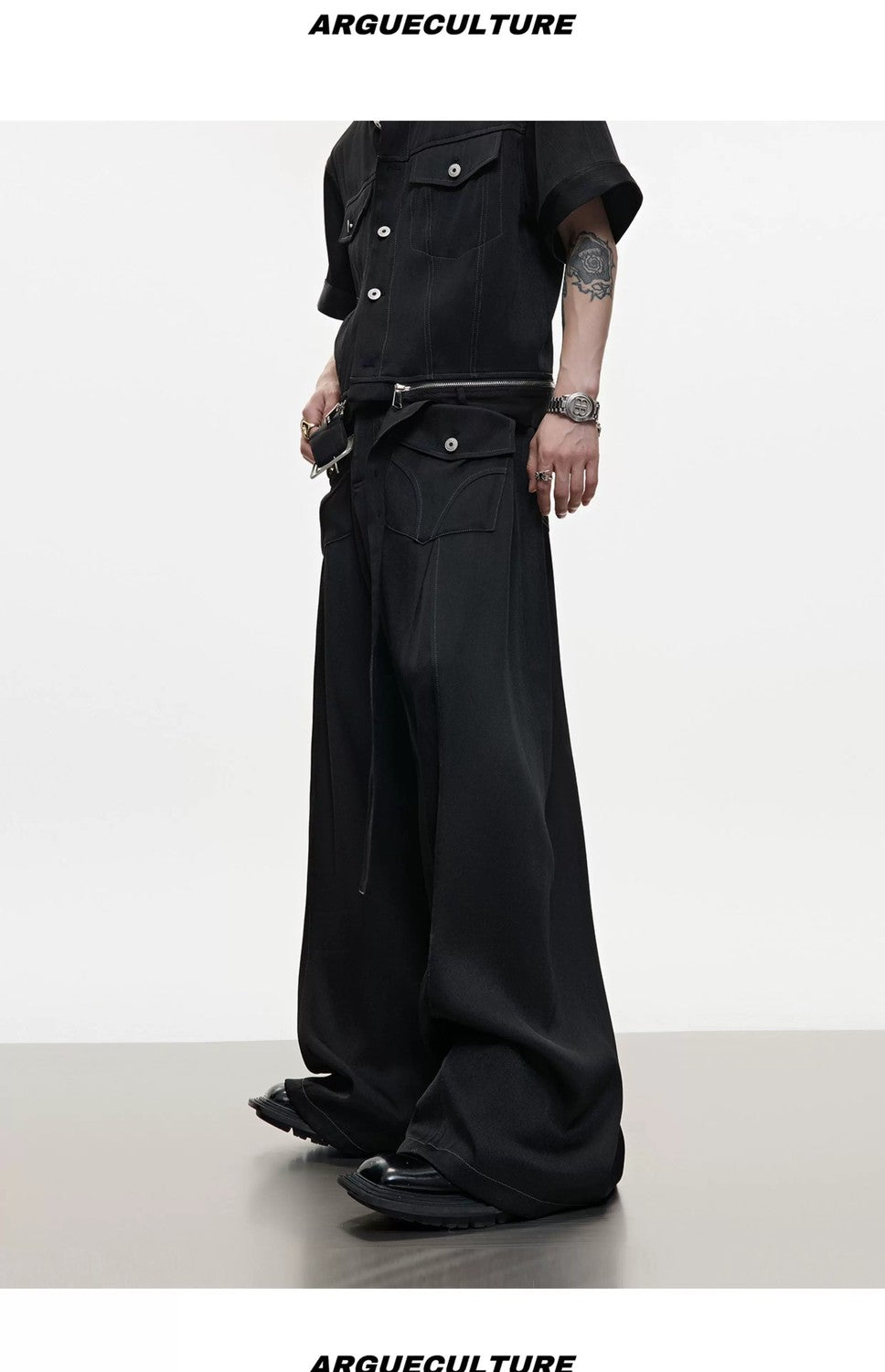 desc::luxury-pearl-trim-denim-set-with-contrast-stitching-detail-img-11