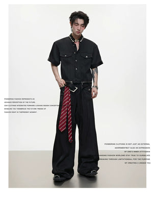 desc::luxury-pearl-trim-denim-set-with-contrast-stitching-detail-img-2