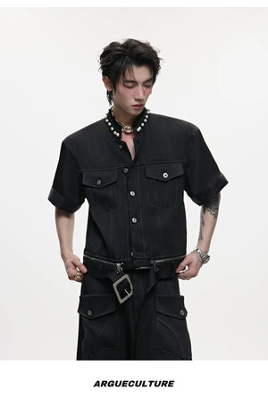 desc::luxury-pearl-trim-denim-set-with-contrast-stitching-detail-img-9