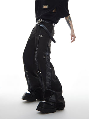 Side view highlighting the functional pocket design of these edgy straight leg cargo pants