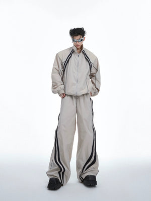 Color-block sun hoodie with deconstructed streetwear design, showing oversized fit and avant-garde aesthetic details
