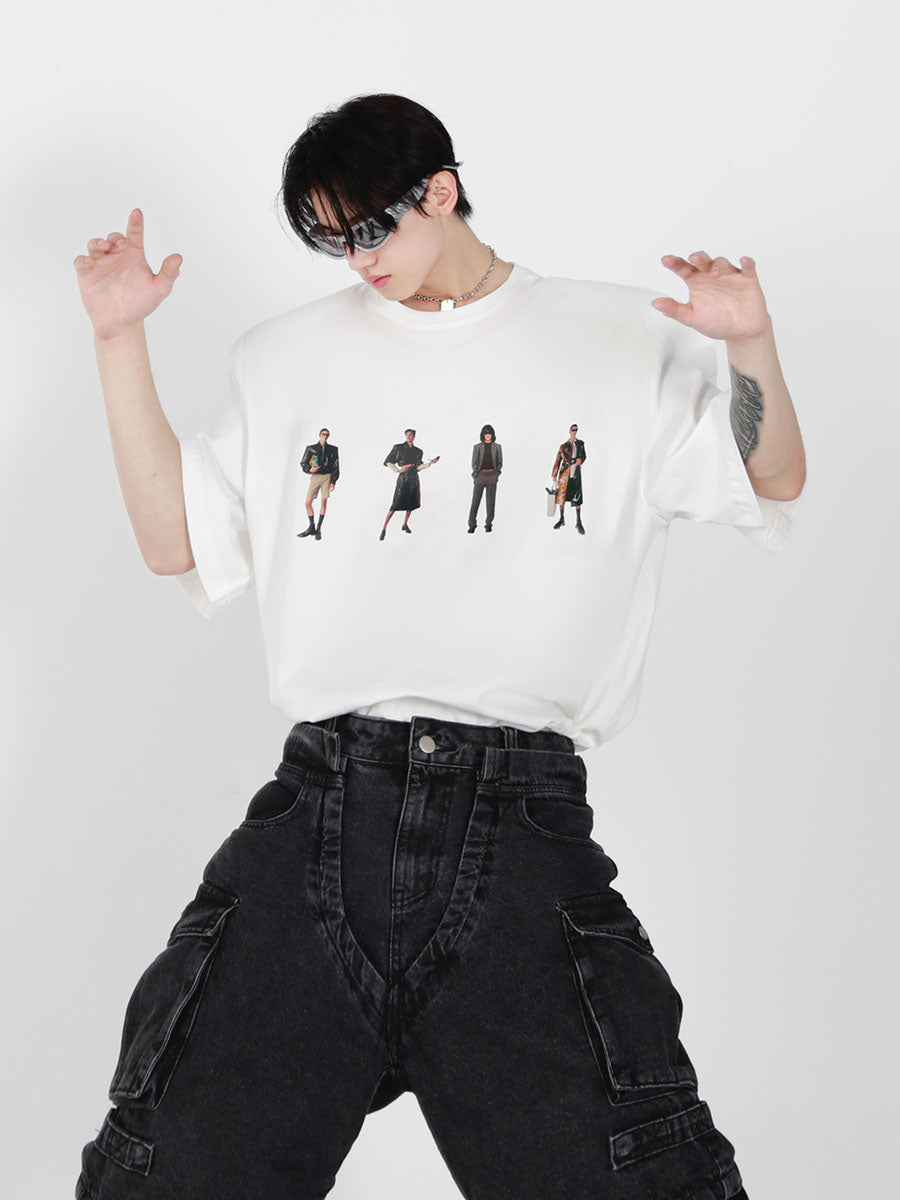 Close-up of the detachable shoulder pads on this premium cotton streetwear t-shirt for customizable looks