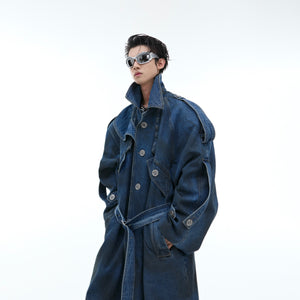 Detailed close-up of vintage-wash distressing on this warm yet lightweight streetwear jacket