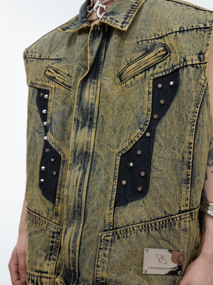Detail shot showing lightweight yet durable denim fabric of this streetwear jacket