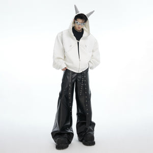 Model wearing limited-edition punk hoodie demonstrating perfect streetwear fit and style