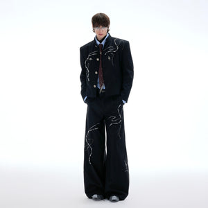 Close-up of Chinese New Year blazer details showing snake print and premium fabric blend for ultimate comfort