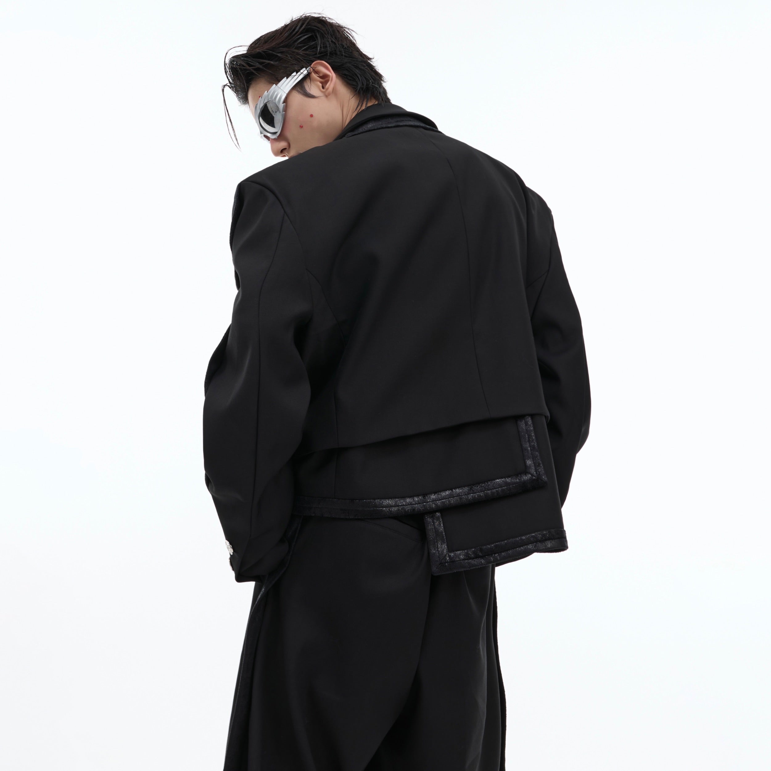 Close-up of breathable imported eco-fabric in the deconstructed blazer and matching pants for premium comfort
