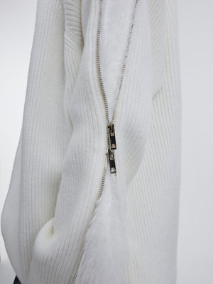 Warm fleece-textured knit sweater shown as versatile layering piece for winter streetwear outfits