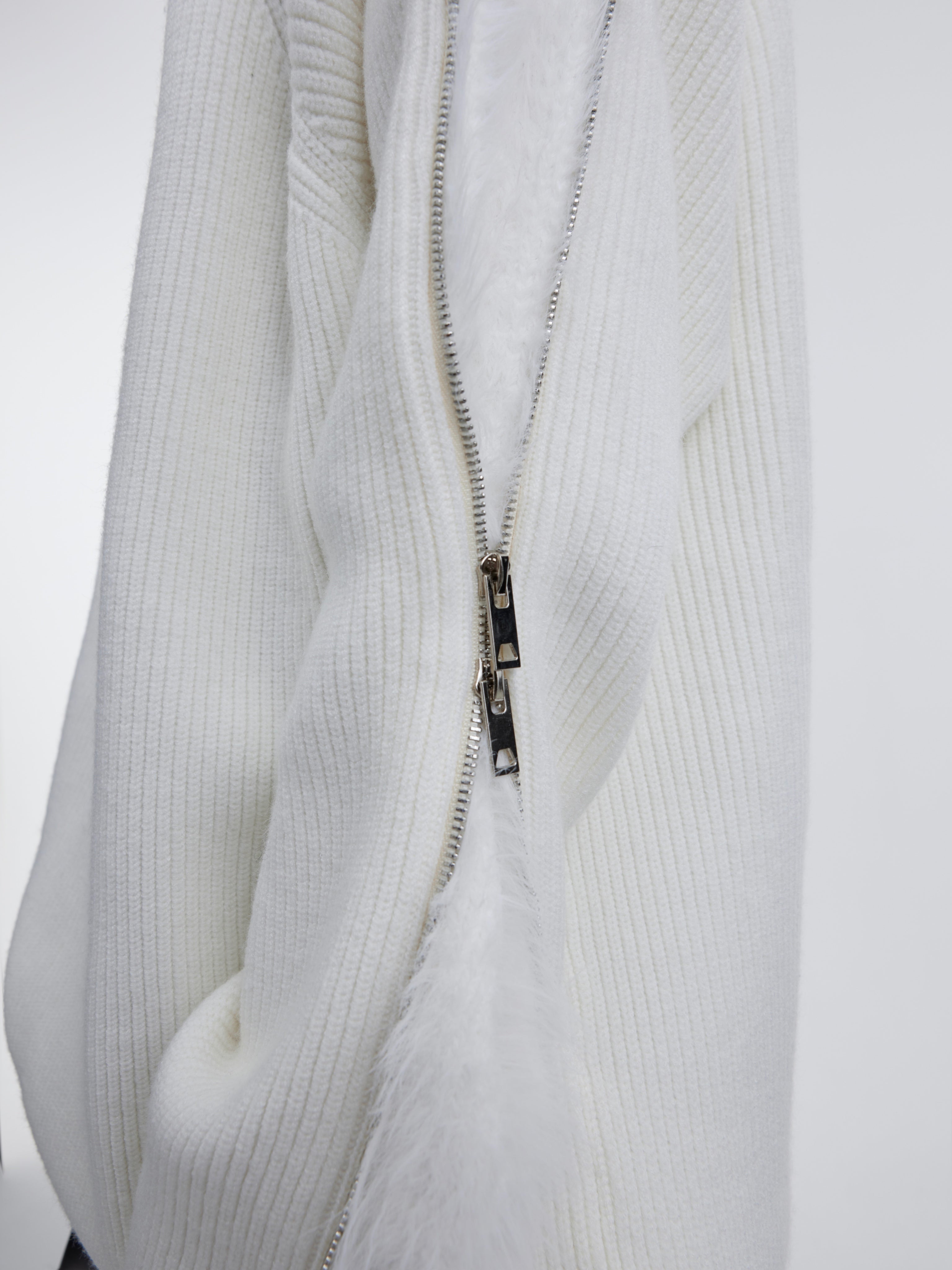 Warm fleece-textured knit sweater shown as versatile layering piece for winter streetwear outfits
