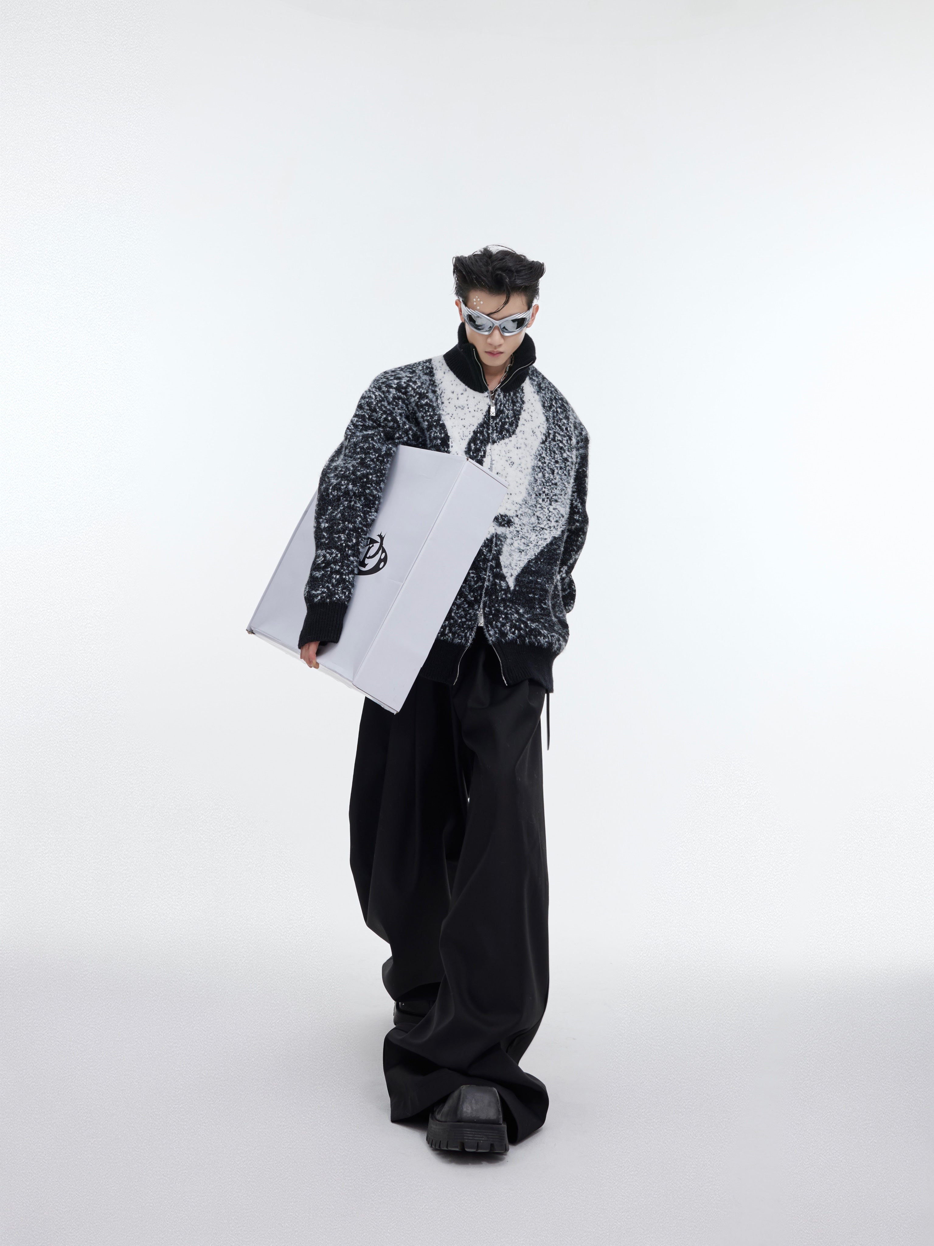 Close-up of premium fuzzy knit fabric showing texture and quality craftsmanship of the dragon year pullover