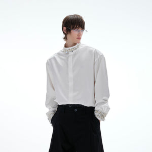Premium polyester satin shirt with ultra-soft texture that feels like second skin, showing fabric detail