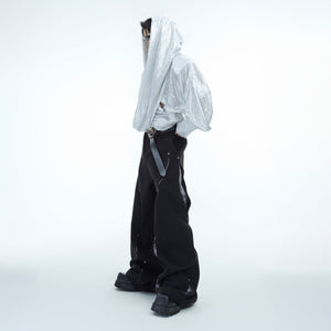 Styling shot of fashion-forward wool trousers with urban attitude and edgy detailing