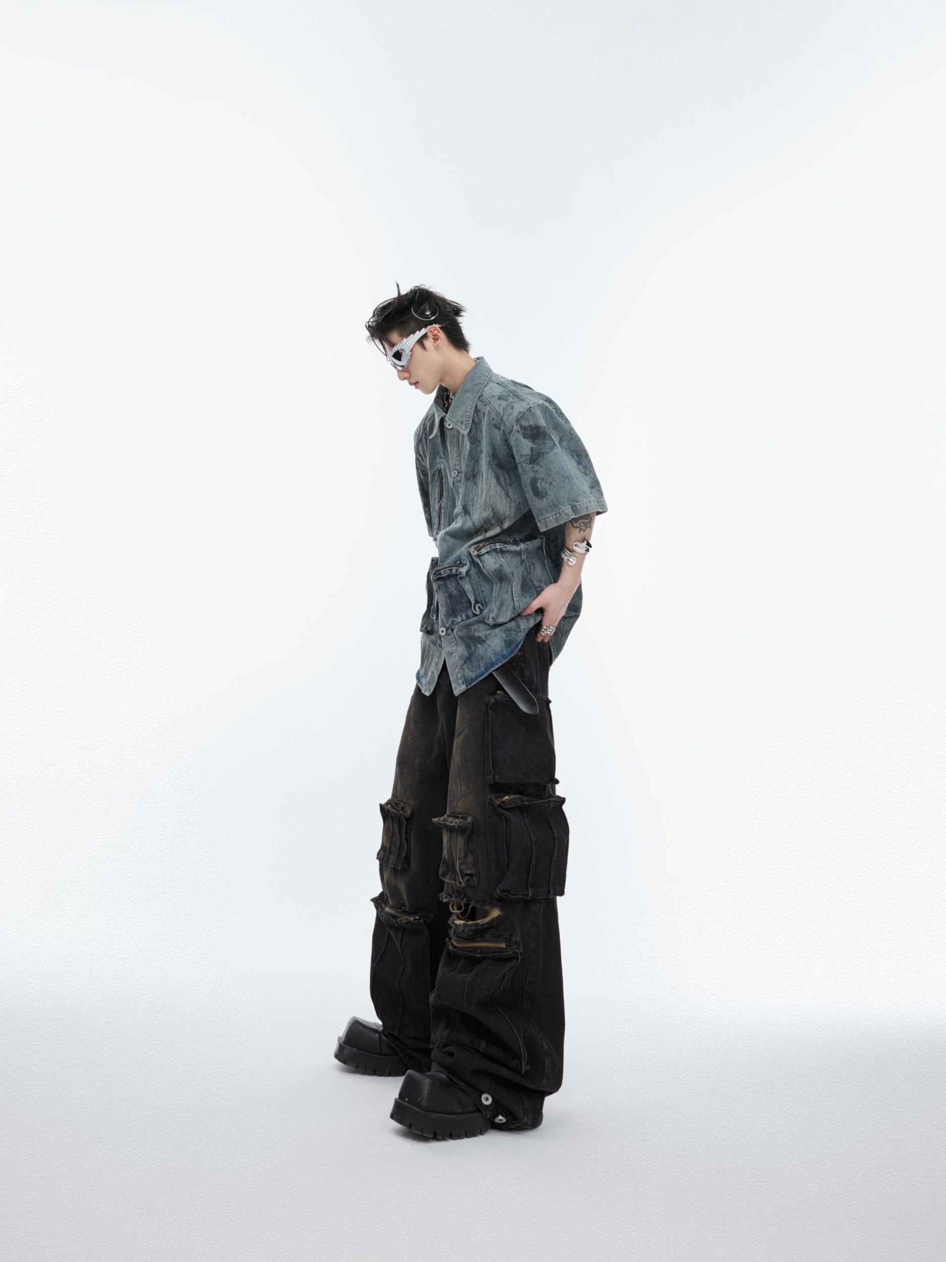 Stylish streetwear look featuring how to wear this oversized vintage denim shirt with urban edge