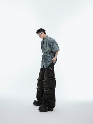 Stylish streetwear look featuring how to wear this oversized vintage denim shirt with urban edge