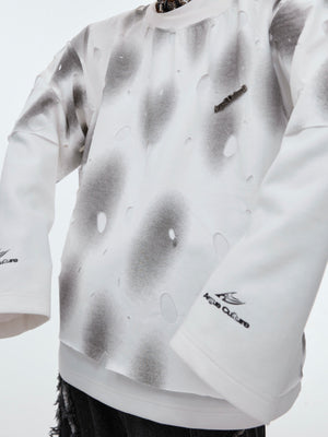Side angle showing the innovative two-layer design and comfortable loose fit of this urban streetwear hoodie
