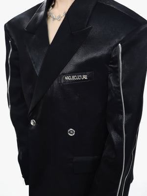 Side profile of the fashion-forward blazer demonstrating its perfect balance between streetwear and high fashion.