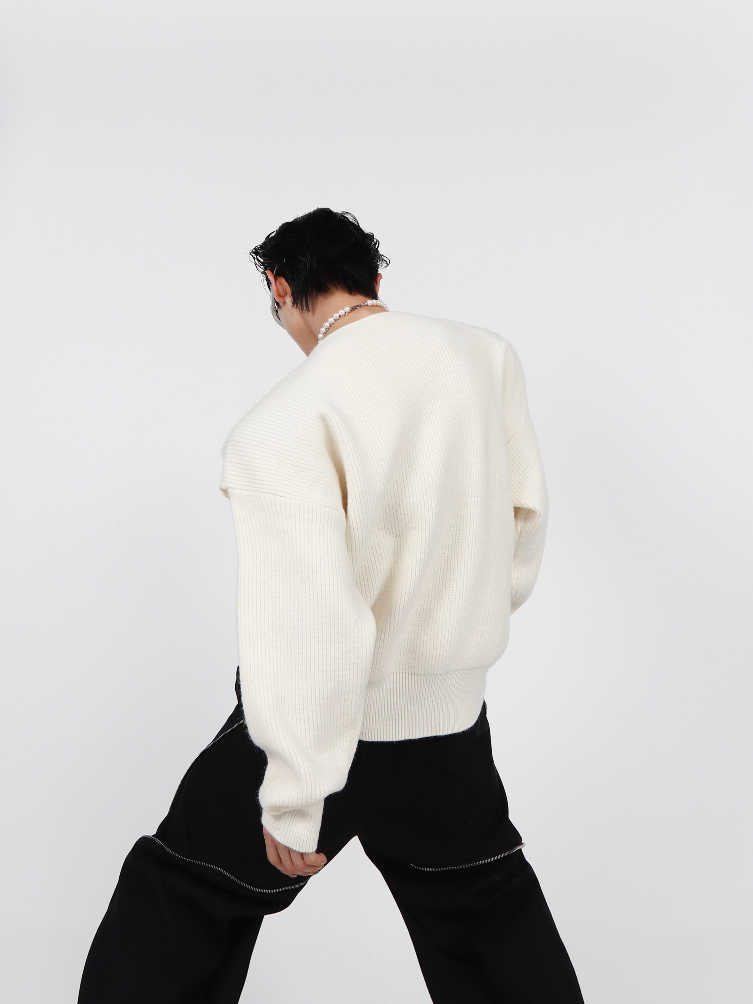 Comfortable off-shoulder knit sweater with urban style and durable cotton construction