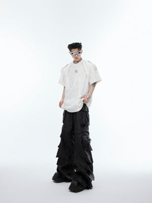 Oversized deconstructed t-shirt with avant-garde split-line detailing and minimalist design