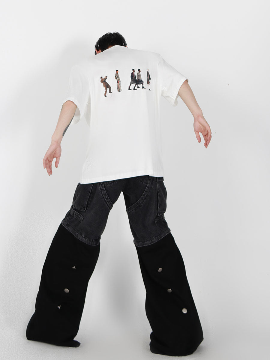 Detail shot showing the high-quality 100% cotton fabric of this streetwear essential t-shirt