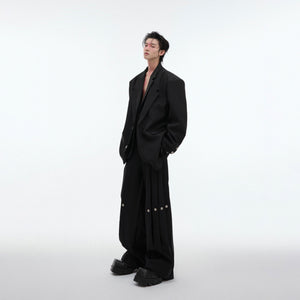 Relaxed trousers from deconstructed suit set featuring 4-way stretch fabric for urban comfort