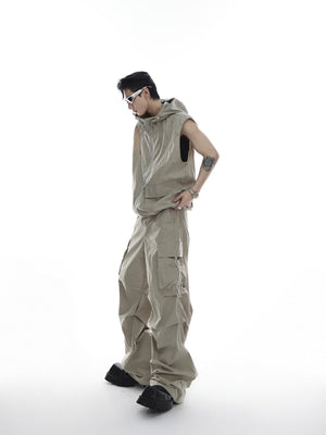 Post-apocalyptic streetwear crop top with asymmetrical zipper details and height-enhancing design