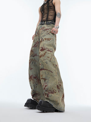 Close-up of metal embellishments on distressed vintage denim jacket for urban fashion statement