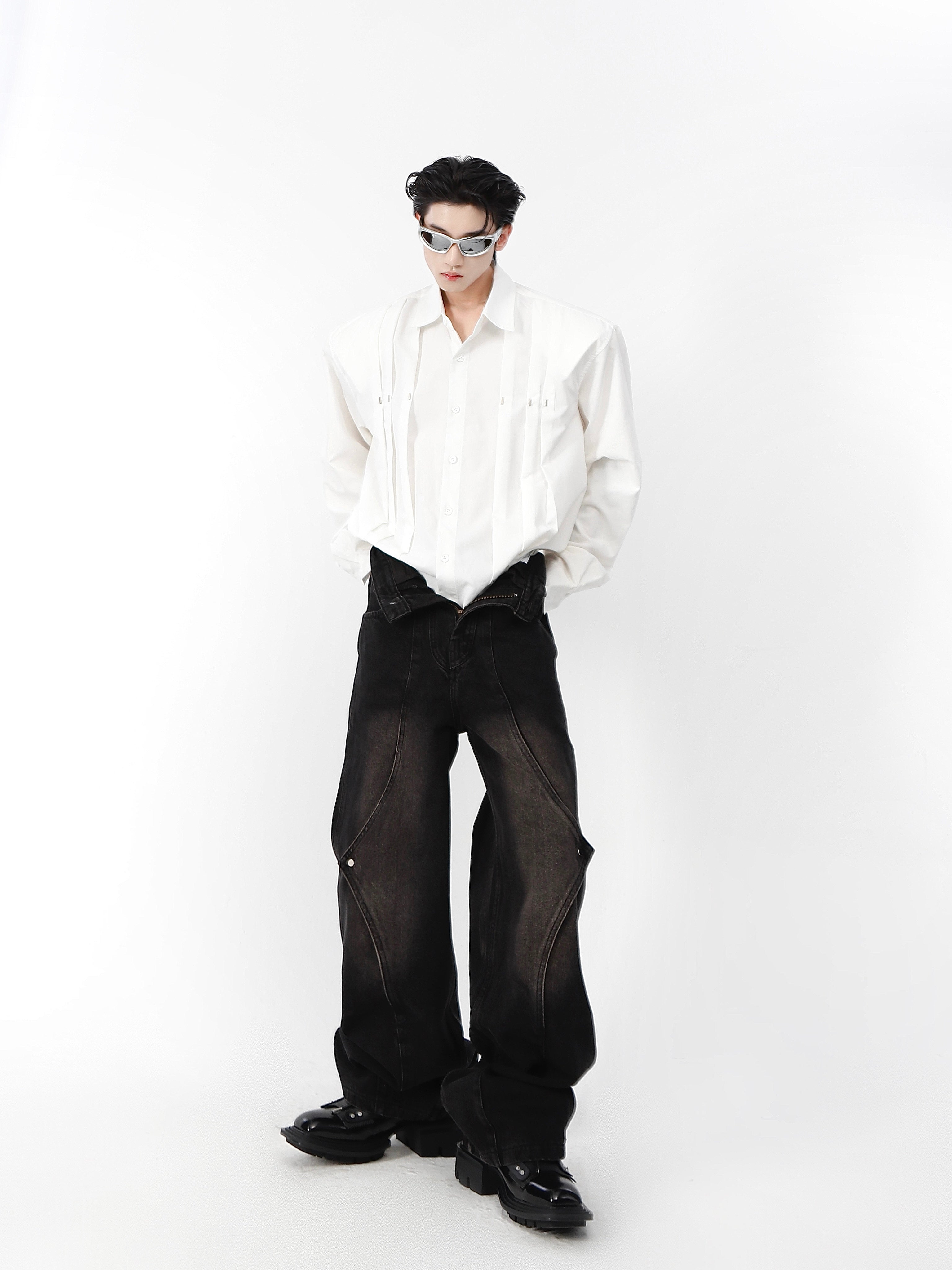 Wrinkle-resistant urban shirt with edgy design elements for modern street fashion