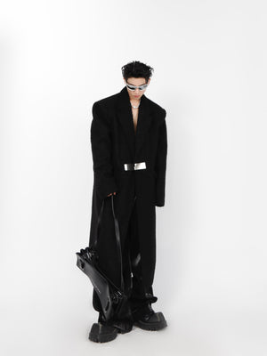 Back view of fashion-forward urban coat with wrinkle-free polyester construction for easy maintenance