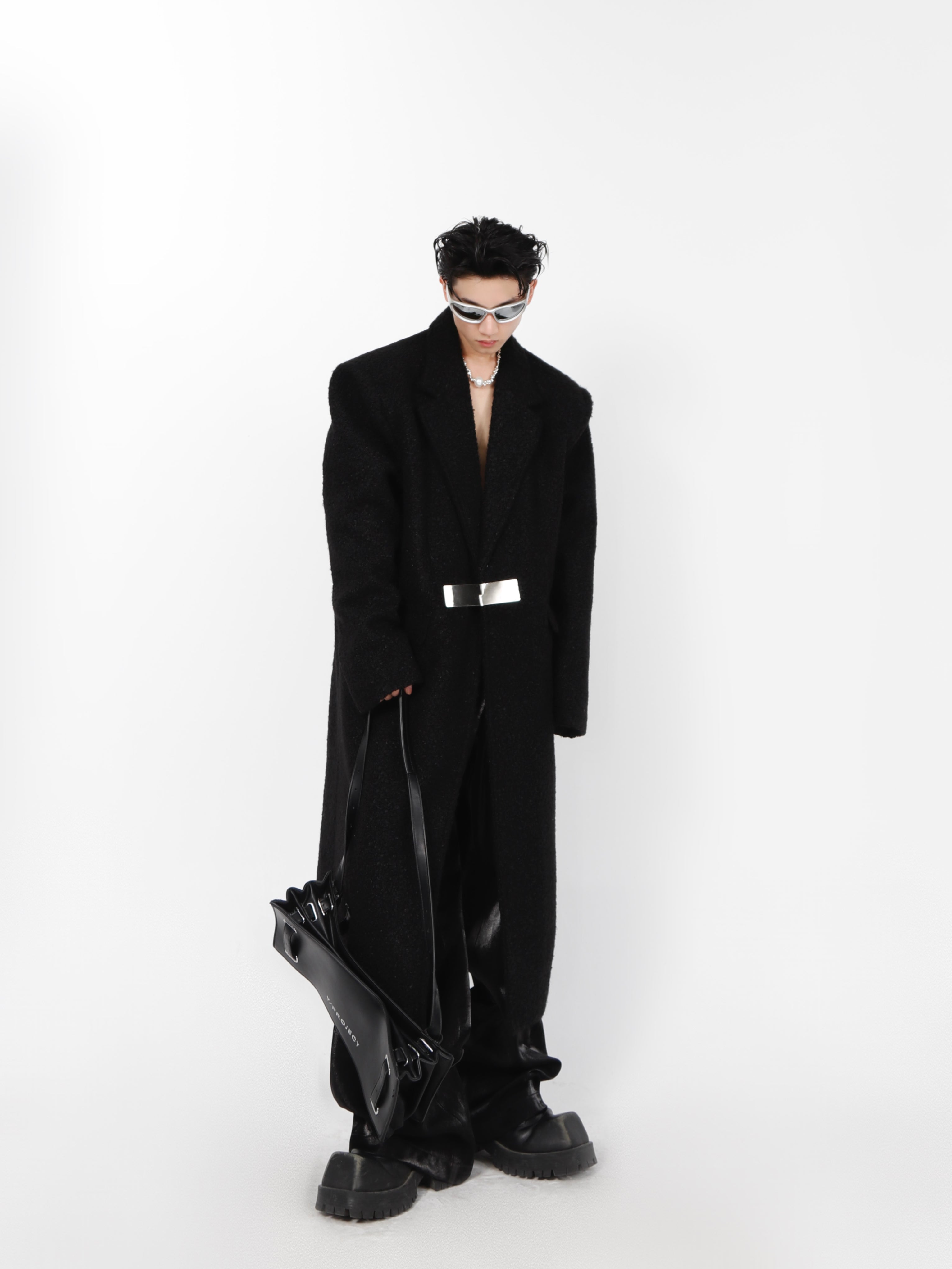 Back view of fashion-forward urban coat with wrinkle-free polyester construction for easy maintenance