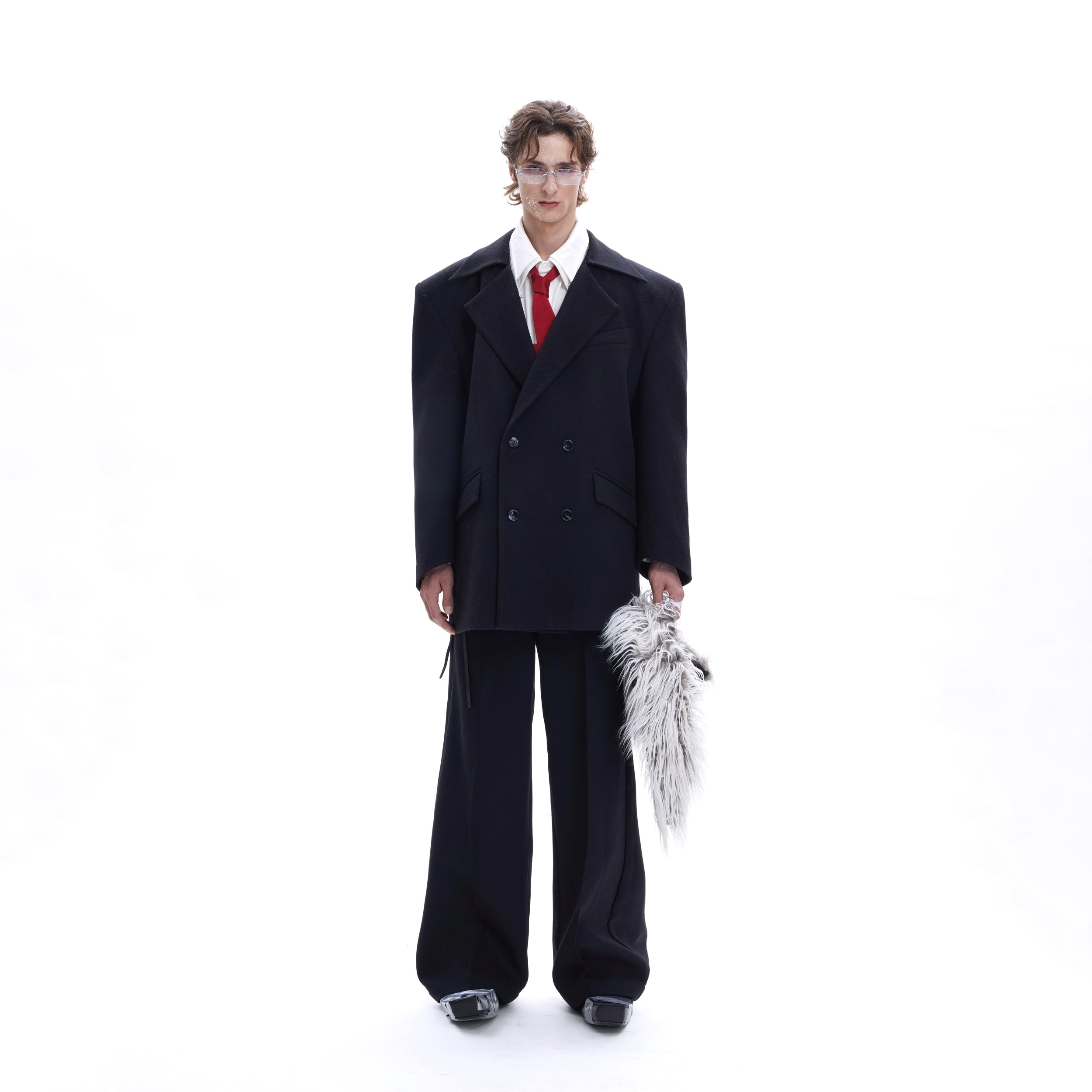 Back view of oversized blazer showing perfect drape and tailored streetwear silhouette