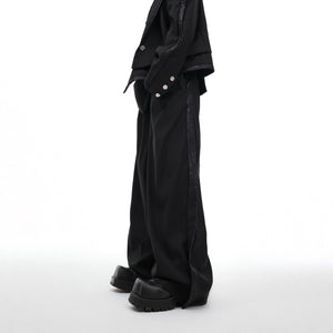 Stylish wide-leg pants from the deconstructed suit set creating a bold streetwear statement