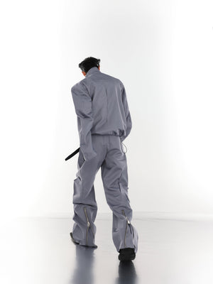 Back view of innovative windbreaker showcasing the unique wrinkle-tech pattern and urban styling