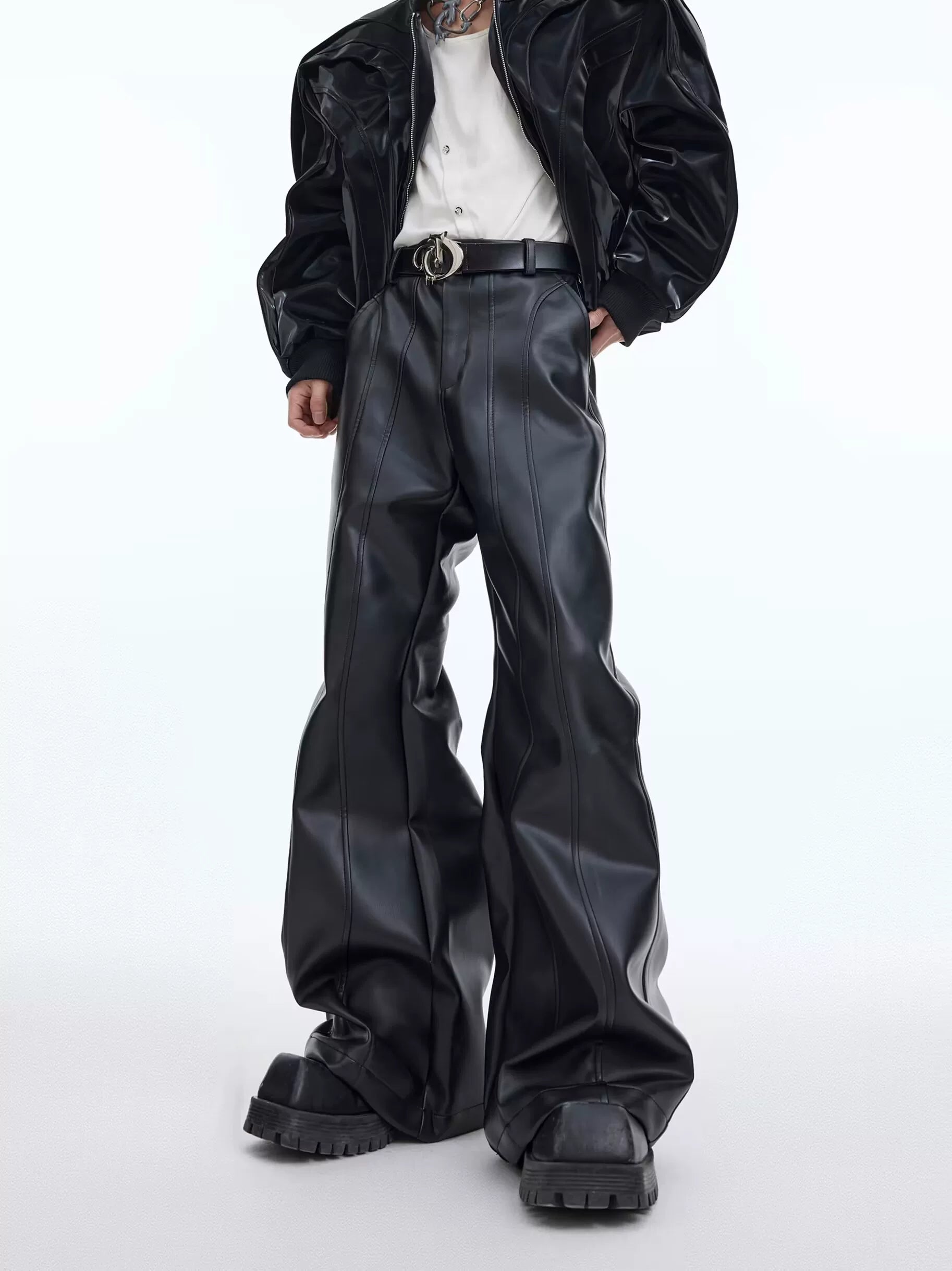 matte-deconstructed-slim-flared-leather-pants-black