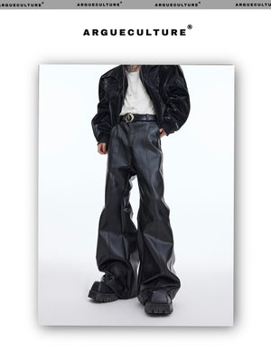 desc::matte-deconstructed-slim-flared-leather-pants-detail-img-2