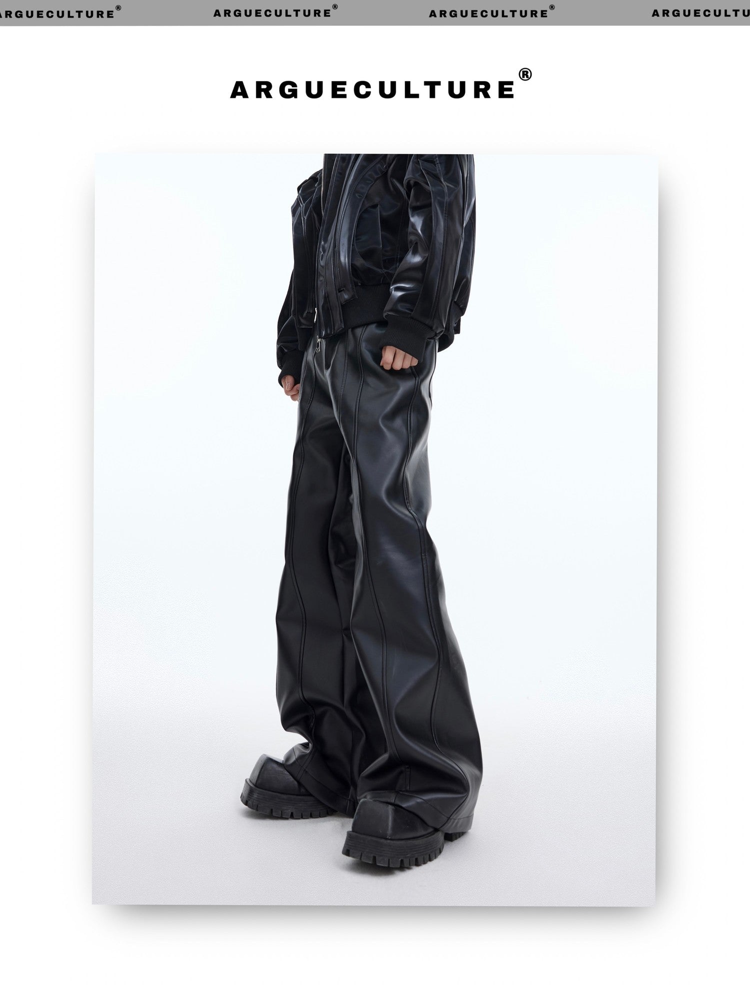 desc::matte-deconstructed-slim-flared-leather-pants-detail-img-5