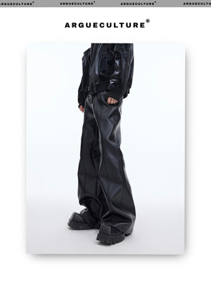 desc::matte-deconstructed-slim-flared-leather-pants-detail-img-5