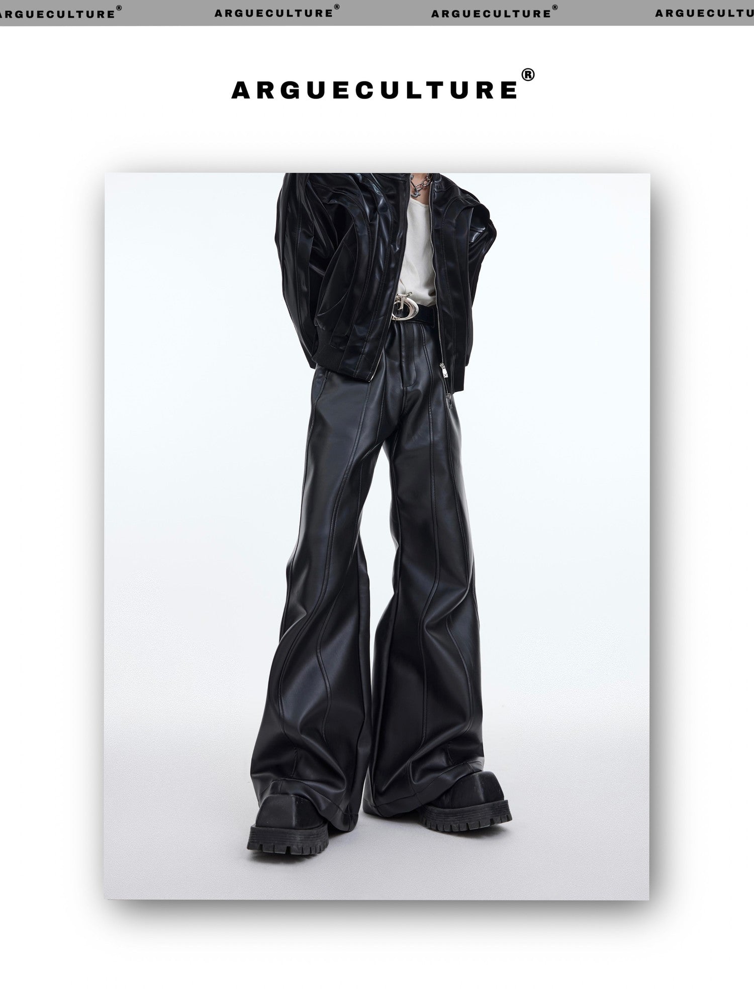 desc::matte-deconstructed-slim-flared-leather-pants-detail-img-6