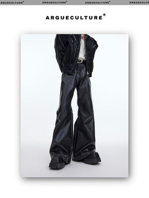 desc::matte-deconstructed-slim-flared-leather-pants-detail-img-6