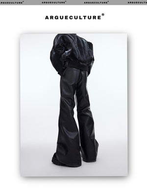 desc::matte-deconstructed-slim-flared-leather-pants-detail-img-7