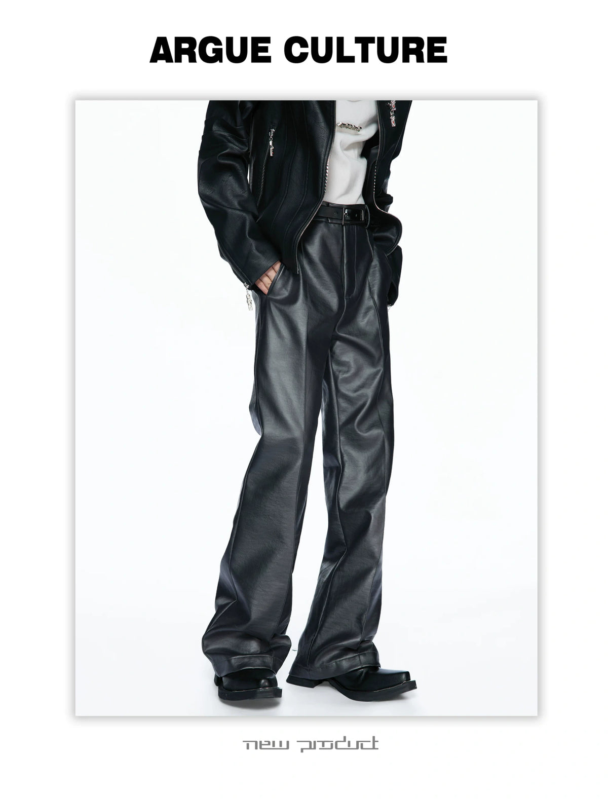 Matte Faux-Leather Micro-Flare Trousers | Silver Gray - detail image 2