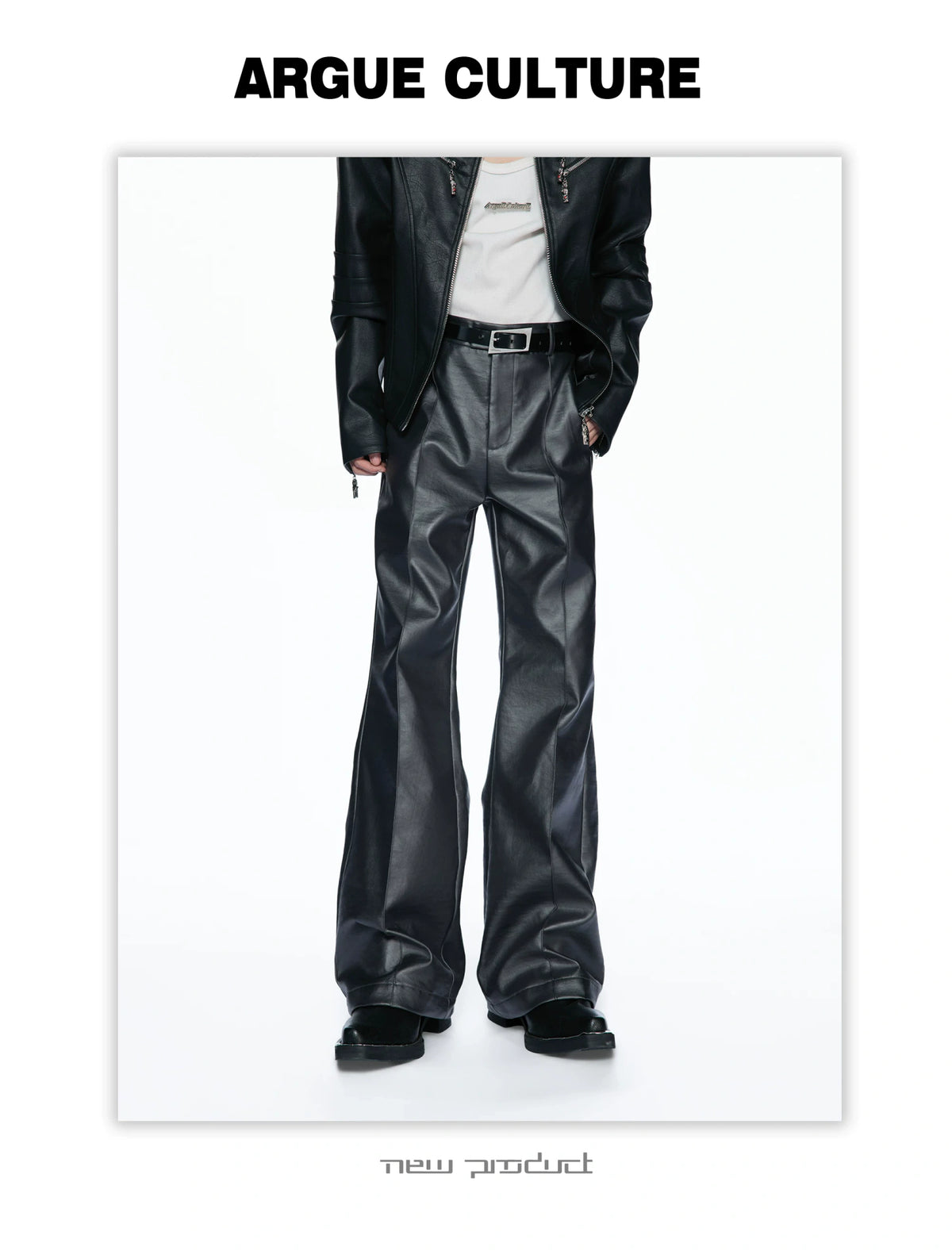 Matte Faux-Leather Micro-Flare Trousers | Silver Gray - detail image 3