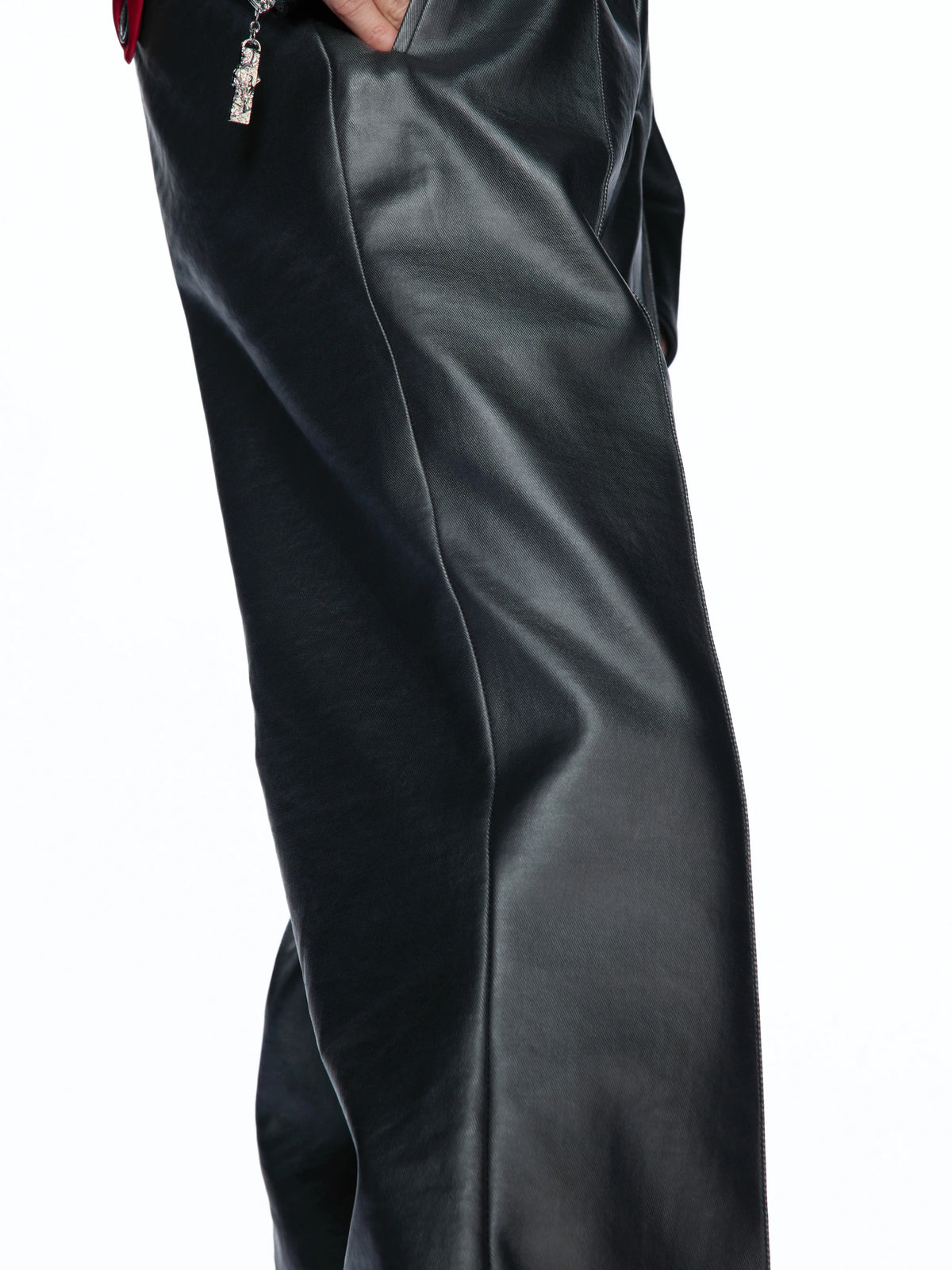 Matte Faux-Leather Micro-Flare Trousers | Silver Gray - main image 2