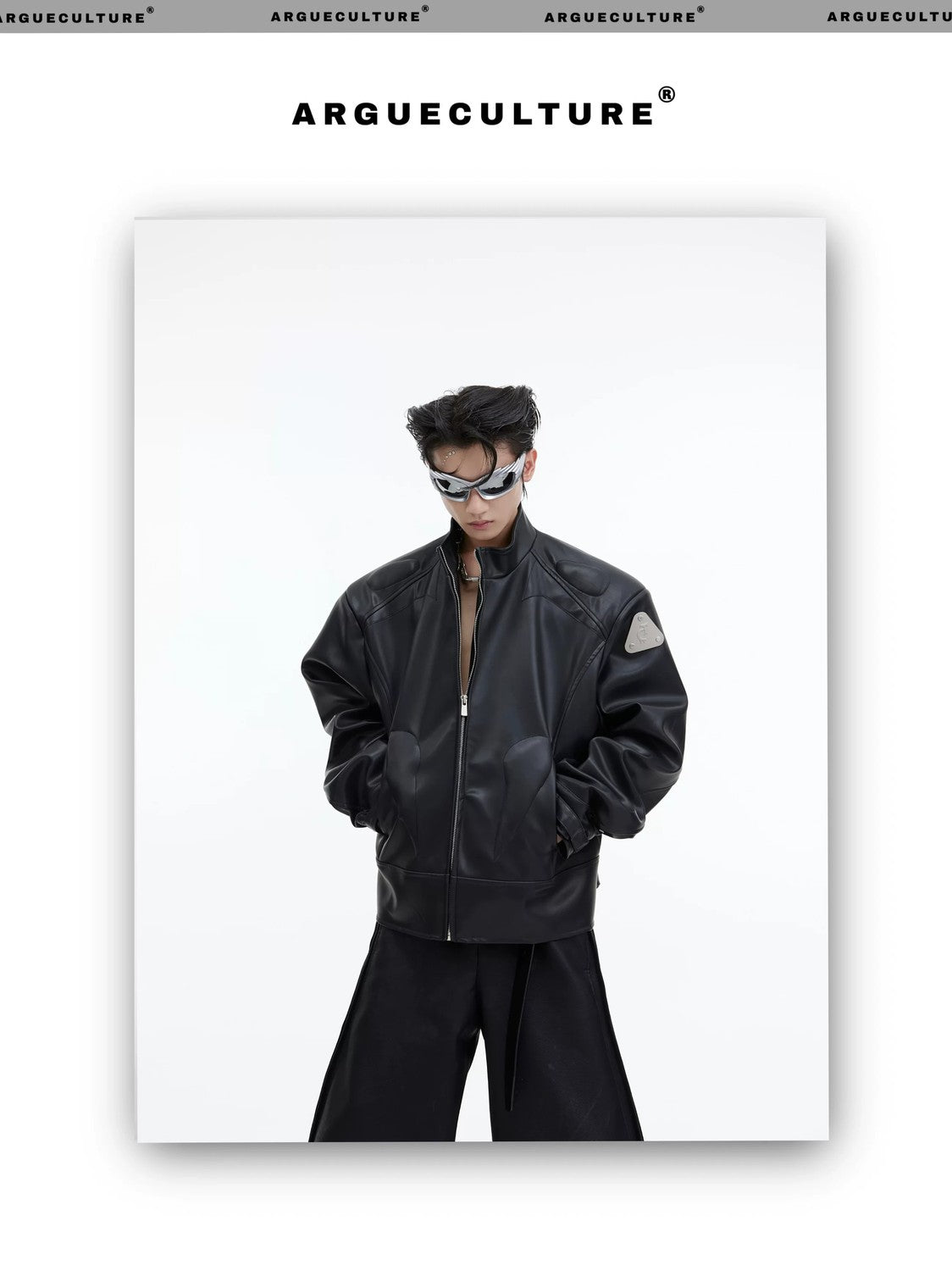 desc::mens-3d-deconstructed-cropped-moto-jacket-with-metal-logo-detail-img-2