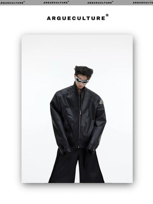 desc::mens-3d-deconstructed-cropped-moto-jacket-with-metal-logo-detail-img-3