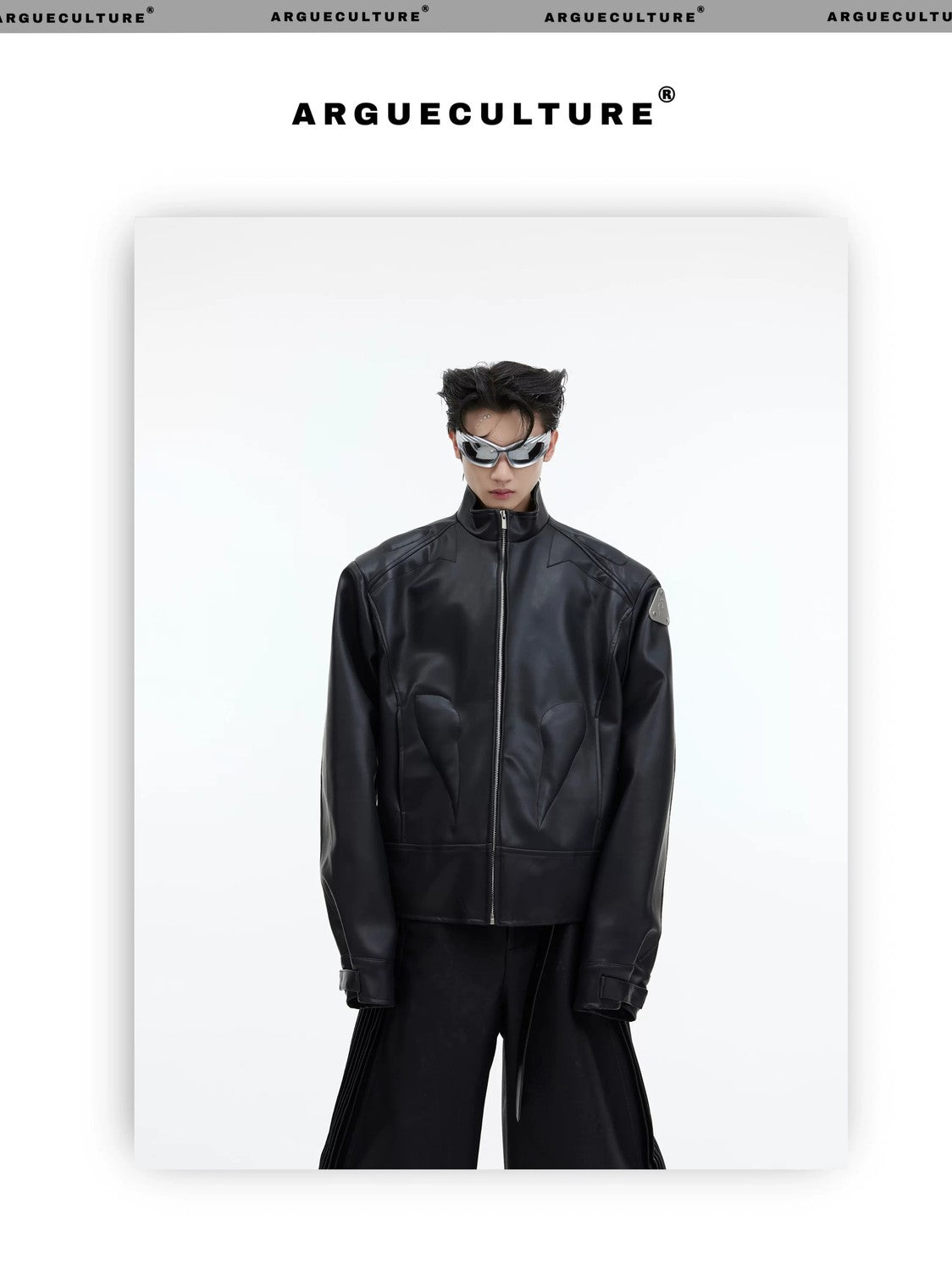 desc::mens-3d-deconstructed-cropped-moto-jacket-with-metal-logo-detail-img-7