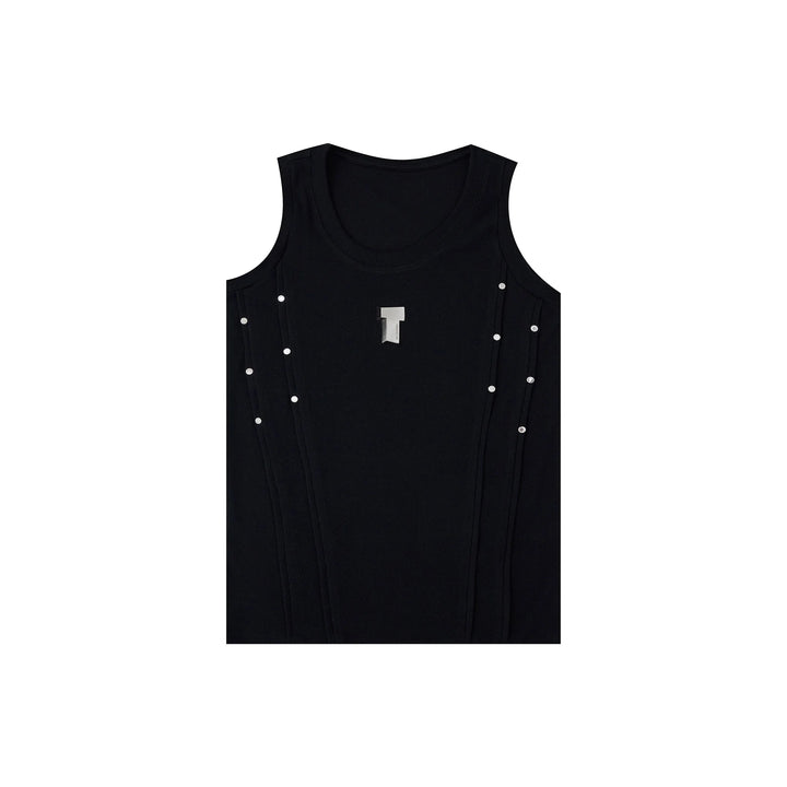 Men's Punk Sports Slim - Fit Tank Top with Metallic Accents & Line Pleated - ArguE CulturE