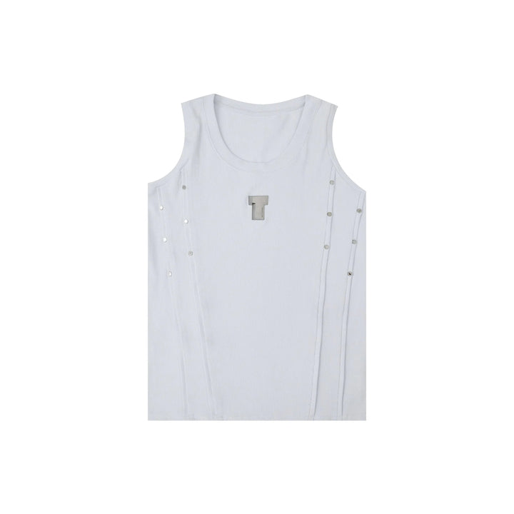 Men's Punk Sports Slim - Fit Tank Top with Metallic Accents & Line Pleated - ArguE CulturE