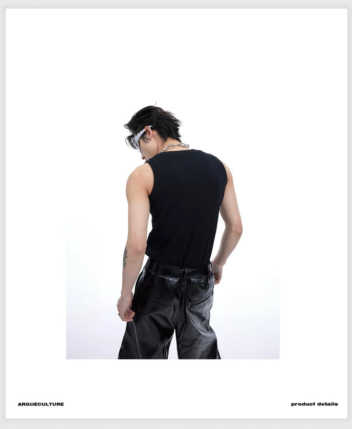 Men's Punk Sports Slim - Fit Tank Top with Metallic Accents & Line Pleated - ArguE CulturE